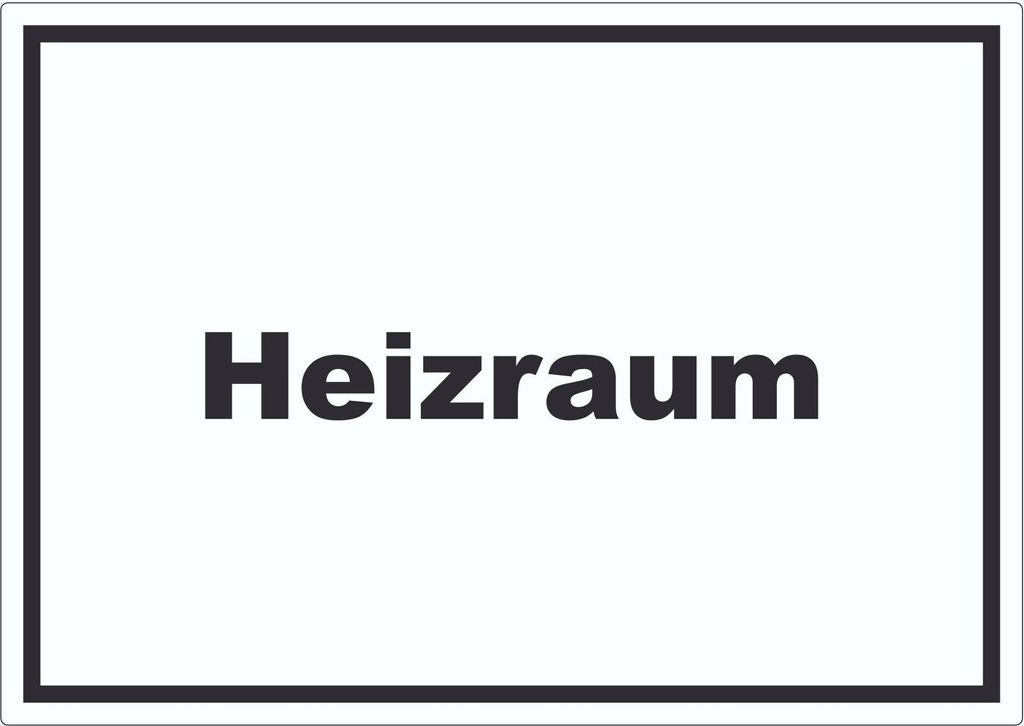 Heizraum Aufkleber mit Text Heizung Wärme waagerecht A8 (52x74mm)