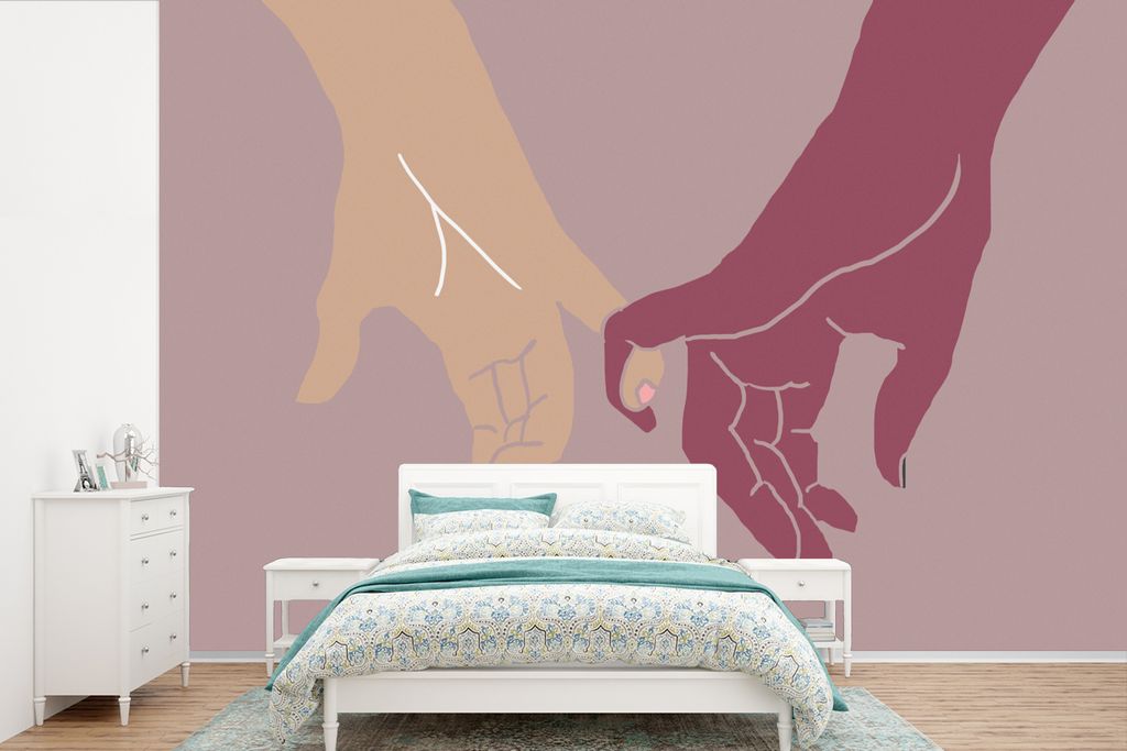 MuchoWow Fototapete für Wohnzimmer oder Schlafzimmer Wandtapete Vinyl Motivtapete Hände - Farben - Abstrakt - Kunst - 390x260 cm - Papiertapete