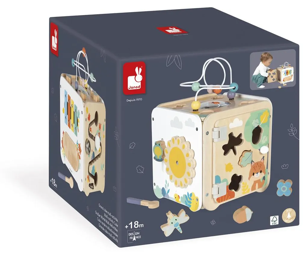 Pure - Grand Cube Multi-Activités en Bois Naturel pour Éveil Bébé - 2