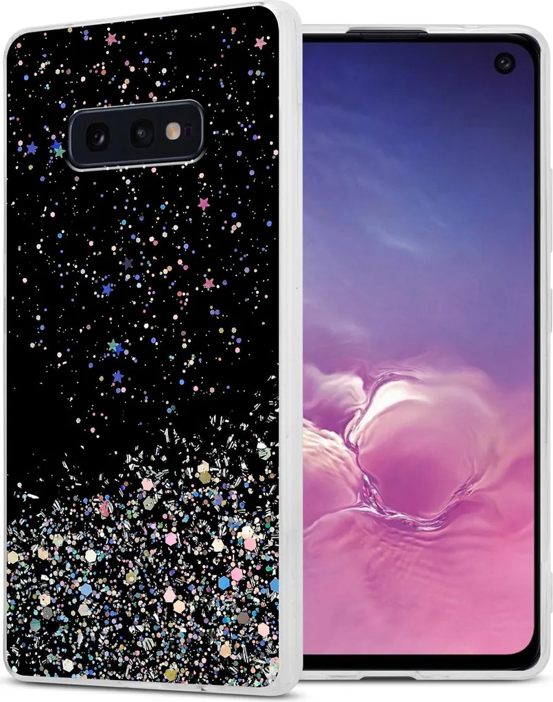 Cadorabo Cover Glitter Samsung Galaxy S10e - Protezione Nera Scintillante