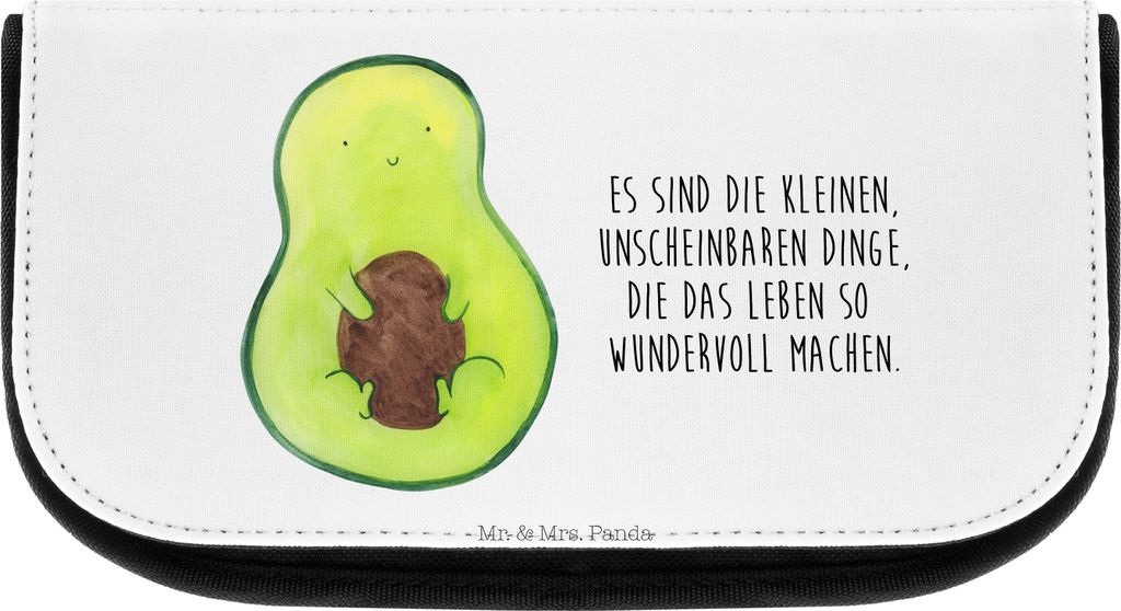 Mr. & Mrs. Panda Waschtasche Avocado Kern - Weiß - Geschenk, Pflanze, Liebe, Kulturbeutel, Baby, Make-up Täschchen, Kosmetiktasche, kosmetiktäsc...