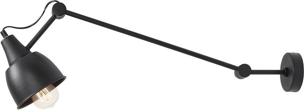 Wandleuchte Metall Schwenkarm H: 75 cm Schwarz E27 Wandlampe