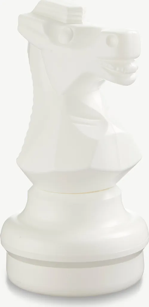 Grande pièce d'échecs cavalier blanc 45 cm en PVC pour jeu extérieur