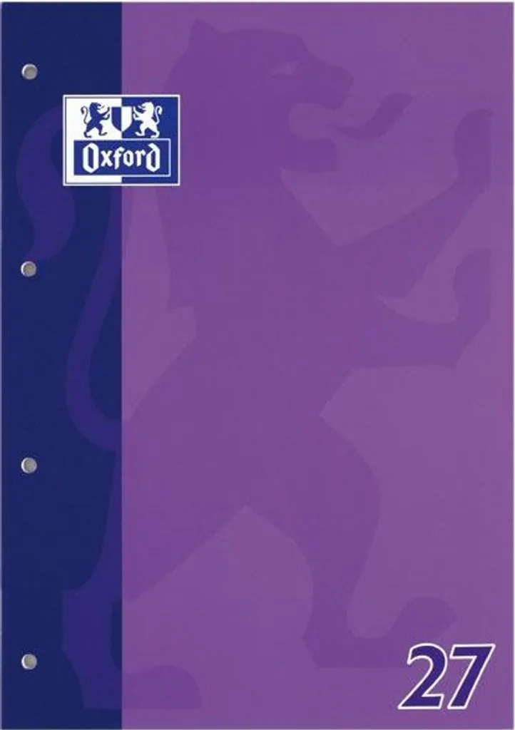 Bloc papier A4 90g Oxford 100050352 Lin.27 perforé lot de 5 unités