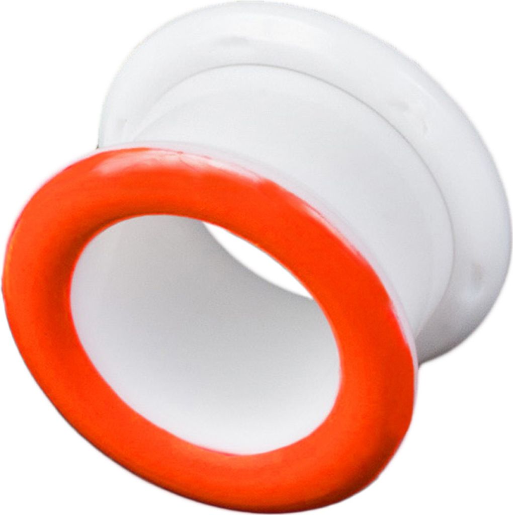 viva-adorno 1 Stück 3mm Flesh Tunnel Acryl Ohrpiercing Weiß zum Schrauben farbiger Ring zweifarbig Größe 3 - 14mm Z428ws, orange