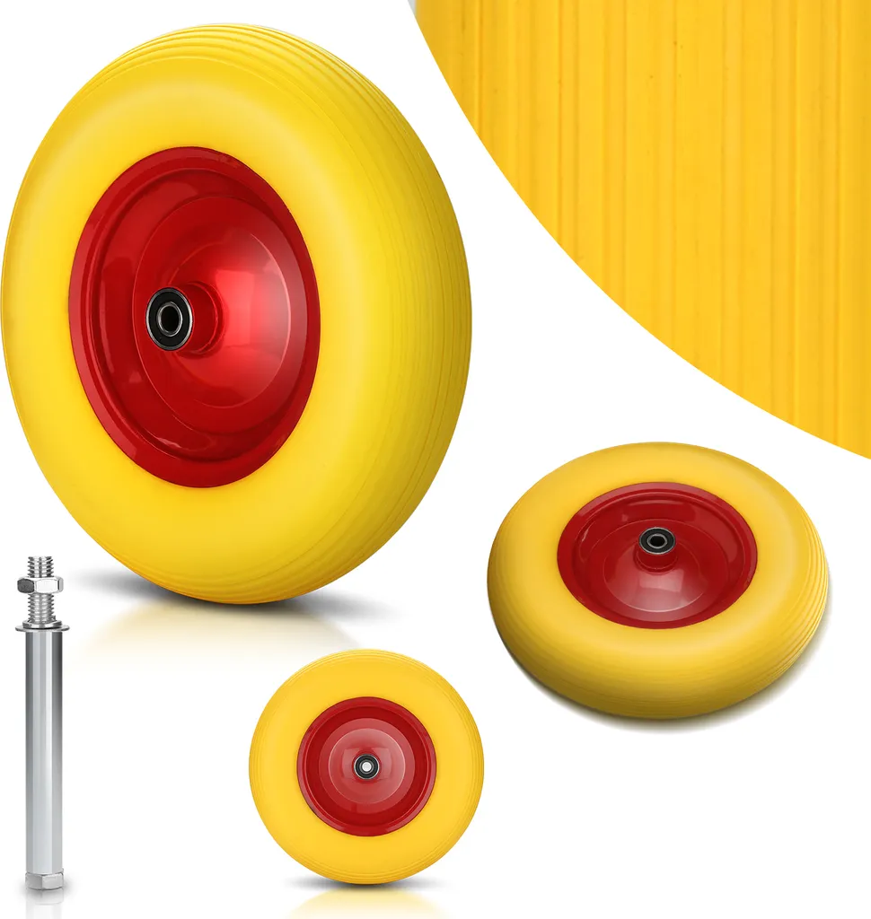 Pneumatici Carriola Pieni 4 pz Hengda 4.80/4.00-8 Giallo Antiforatura