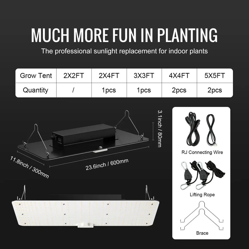 Éclairage LED pour Plantes d'Intérieur 200W Idéal pour Serre et Salon
