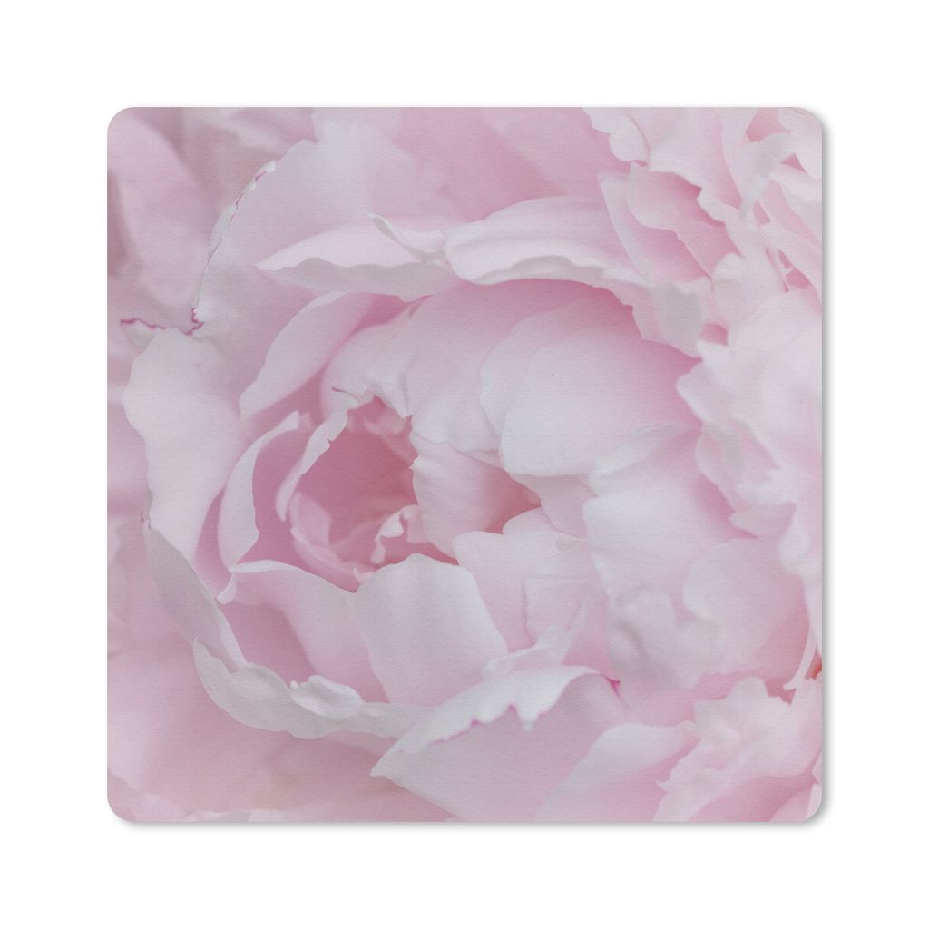 MuchoWow Mauspad Mousepad Nahaufnahme und Draufsicht einer rosa Pfingstrose 30x30 cm - Mousepads - Maus Mat - Pad - Mausunterlage - Gaming