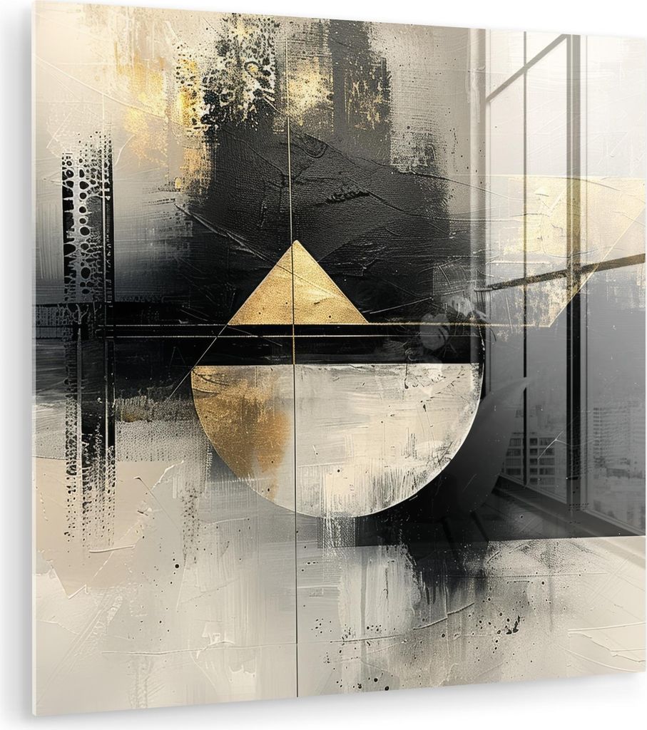 MuchoWow Glasbilder - Bilder auf Wandbild - Foto auf Glas Abstrakt - Schwarz - Farbe - Modern 30x30 cm Wanddekoration aus Glas - Acrylglasbild - Ac...