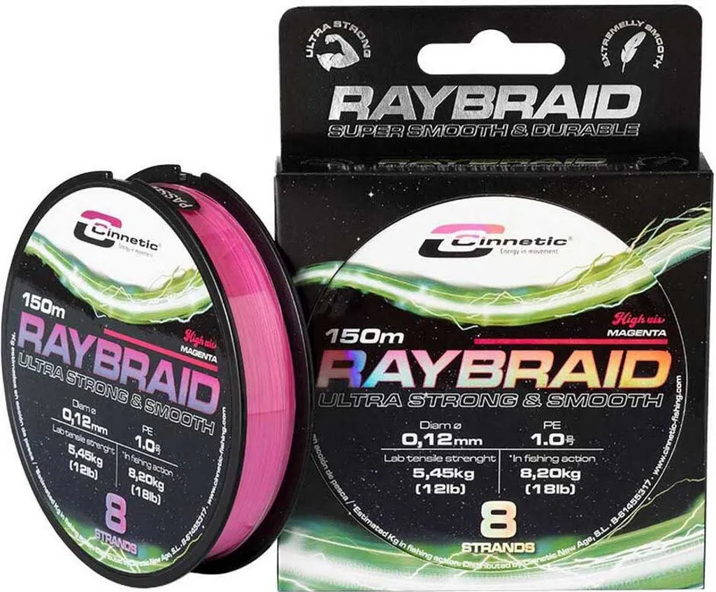 Tresse Cinnetic Raybraid Hi Vis 0.120mm Idéale pour Lancers Longue Distance