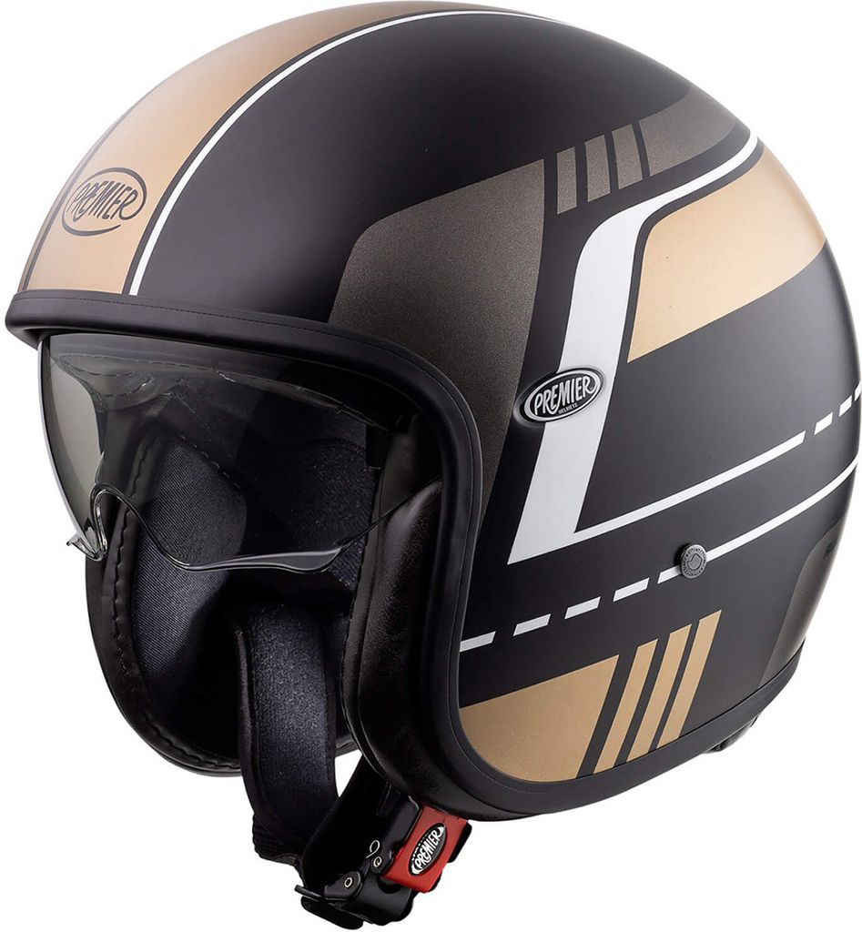 PREMIER Jethelm Vintage BL 19 BM schwarz matt-gold matt-grau matt Größe: XS