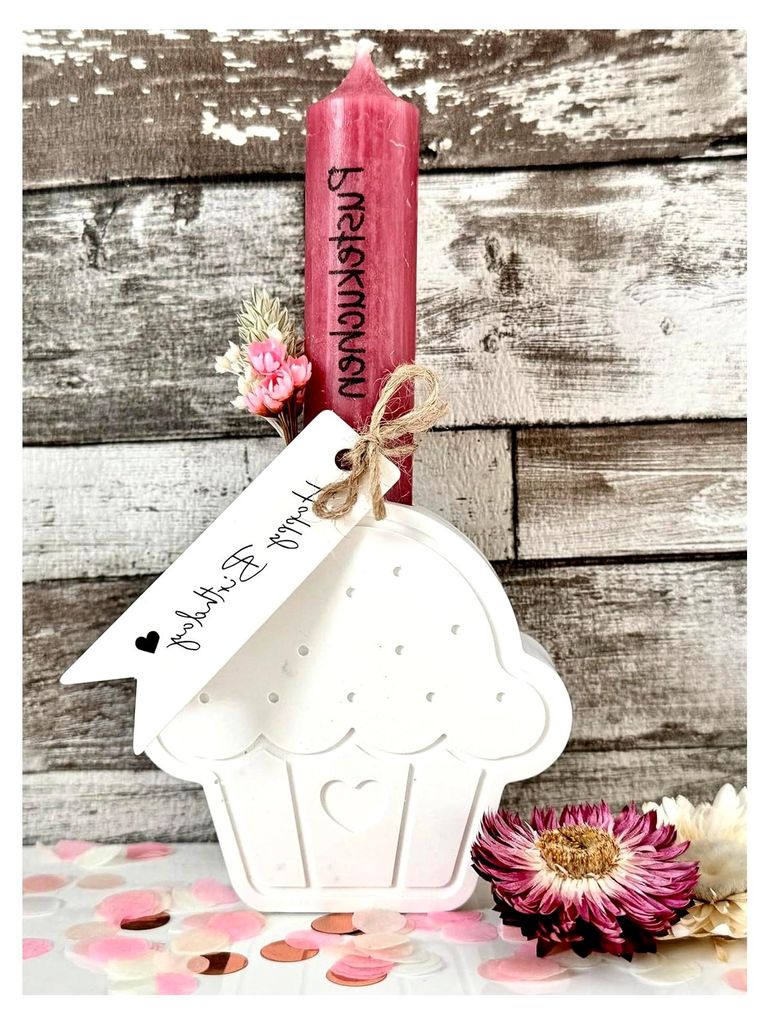 Geburtstagsgeschenk für Frauen - Geschenke für Frauen - Pustekuchen zum Verschenken - Geburtstagskerze - Trockenblumen - Herzlichen Glückwunsch ...