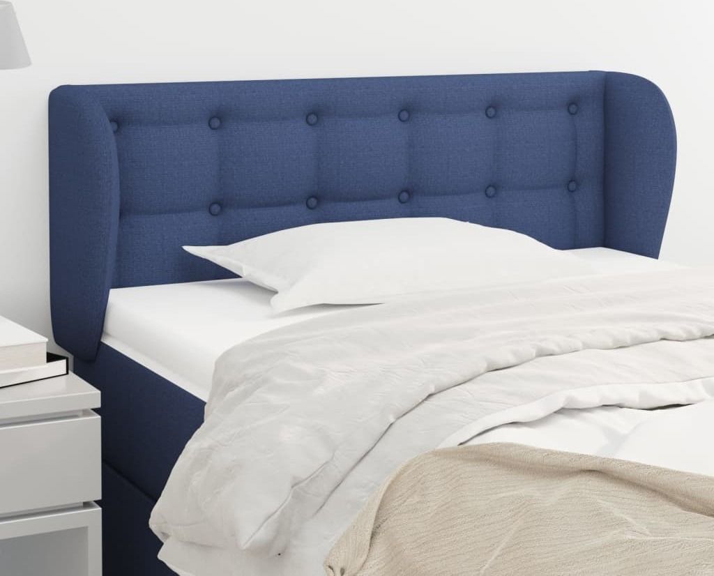 The Living Store Kopfteil mit Ohren Blau 103x23x78/88 cm Stoff