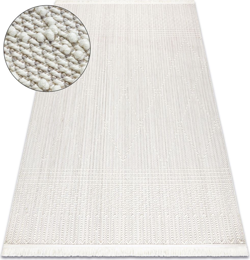 Teppich NANO EM52A Diamanten, Schlinge, flach gewebt weiß beige 180x270 cm