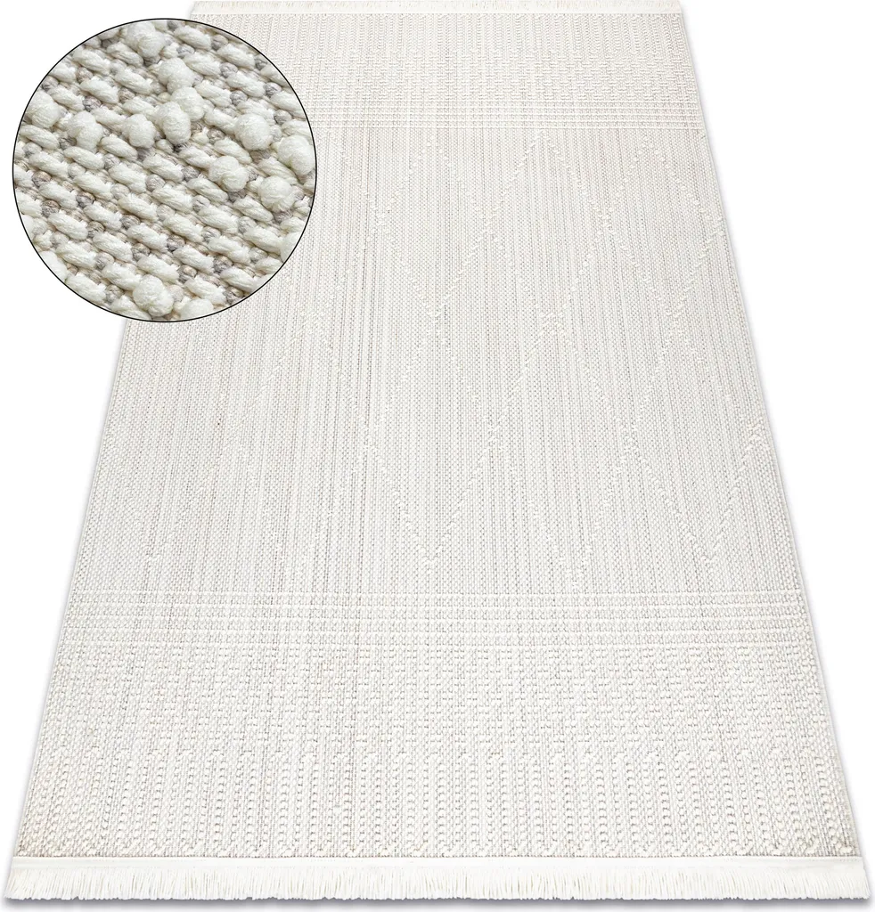 Moquette tissée à plat blanc et beige, tapis bouclé résistant 120x170