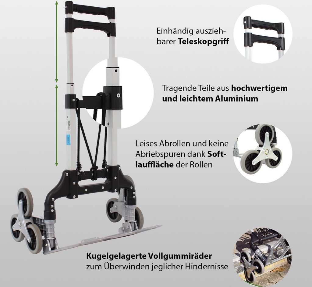 Alu Treppensteiger Sackkarre 70 kg klappbar extra hoch 109 Produktbild 3