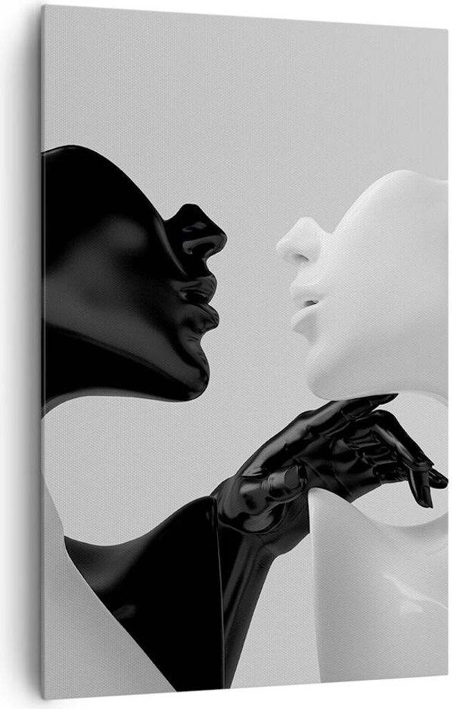 Bild auf Leinwand - Leinwandbild - Einteilig - Schwarz Weiß Statue - 80x120cm - Wand Bild - Wanddeko - Wandbilder - Leinwanddruck - Wanddekoration...