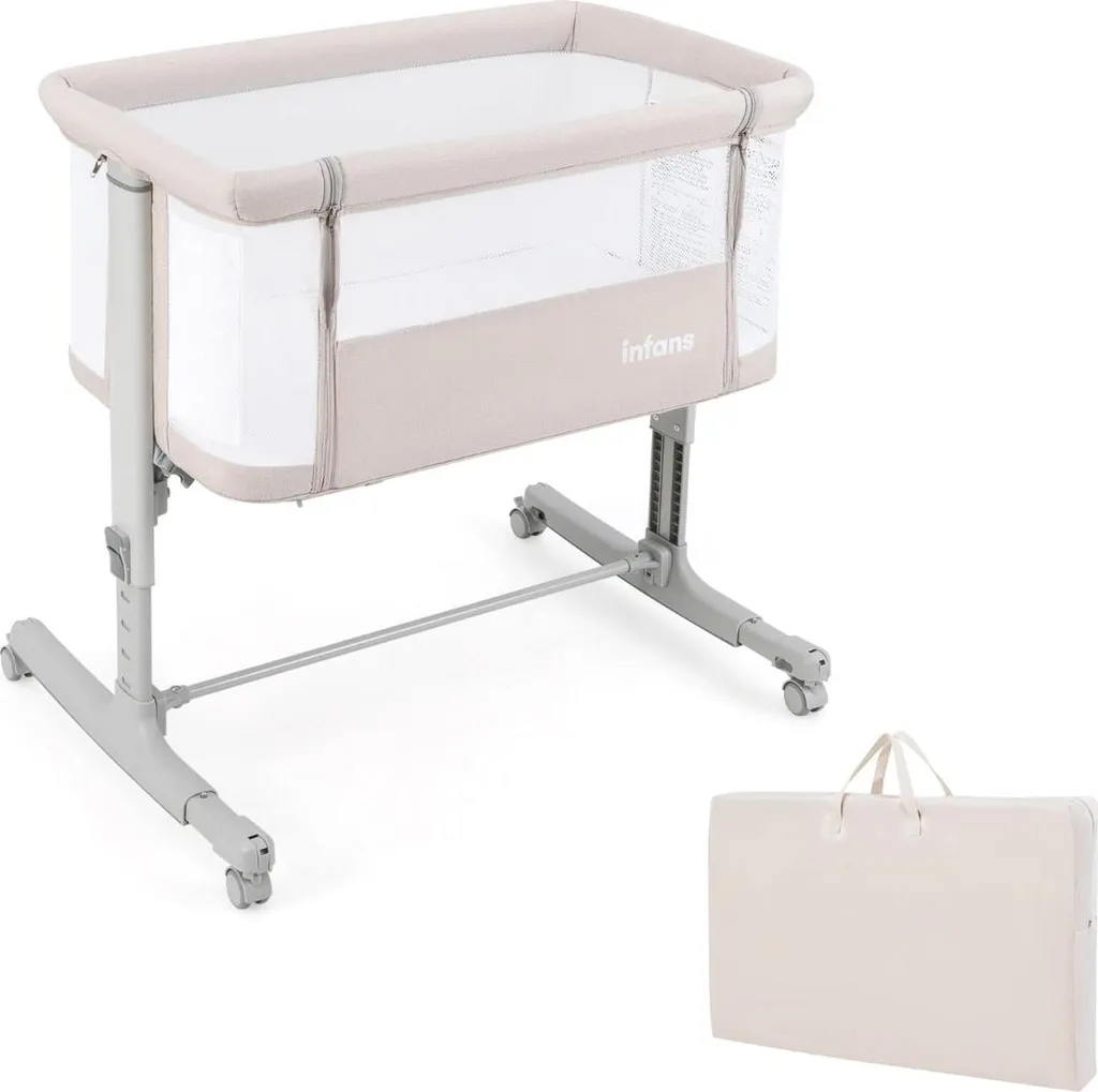 Lit bébé 3 en 1 et cododo pour allaitement nocturne avec matelas doux