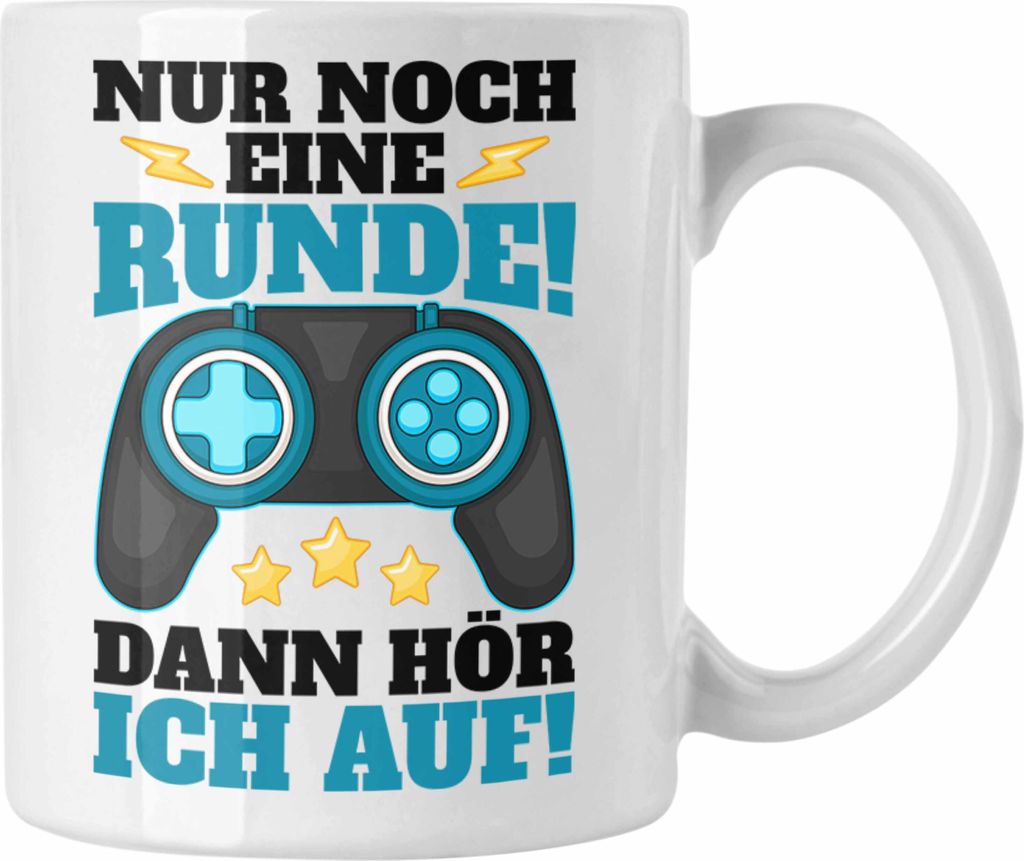 Trendation - Gamer Tasse Geschenk Jungen Zocker Mitbringsel Männer Tassen Zocken Gaming Geschenkideen Kinder PC Zubehör Spruch Lustig (Weiß)