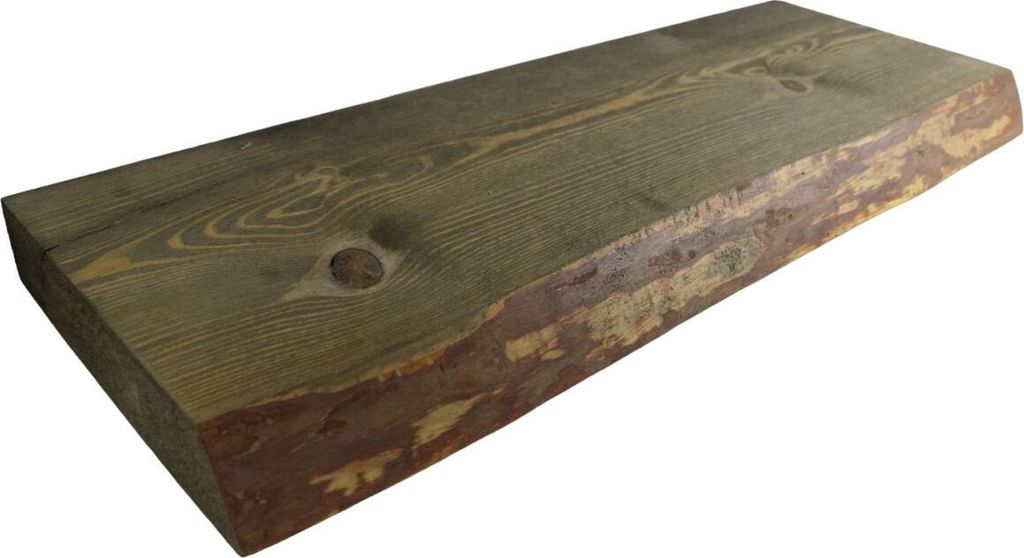 Regalbrett Massivholz grau gefärbt mit Baumkante Wandboard Naturholz