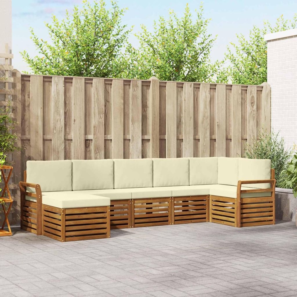 "Neues Produkt" Sofagarnituren - CLORIS - Terrassen-Sofa - 7 pcs - Natur und Creme Massivholz Akazie - Modern Gartensofas V2098