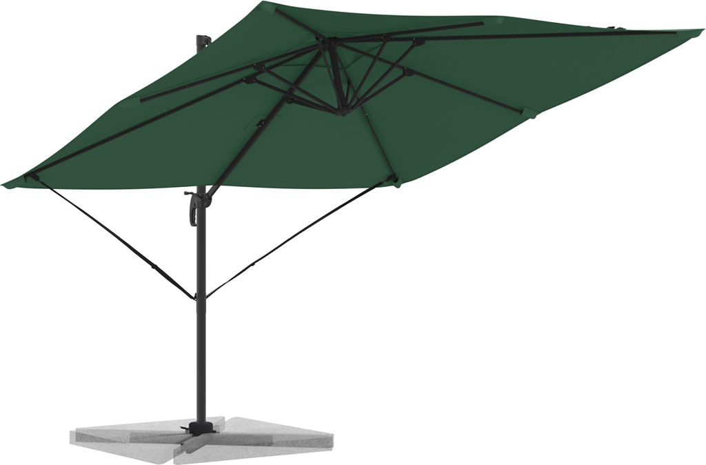 Möbel Freischwingender Roma- Parasol Grün 286x285x265 cm Aluminium - Sonnenschirme Neu66038