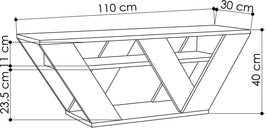 Banc TV Pipralla en Bois de Chêne 110x40x30 cm pour Salon Contemporain
