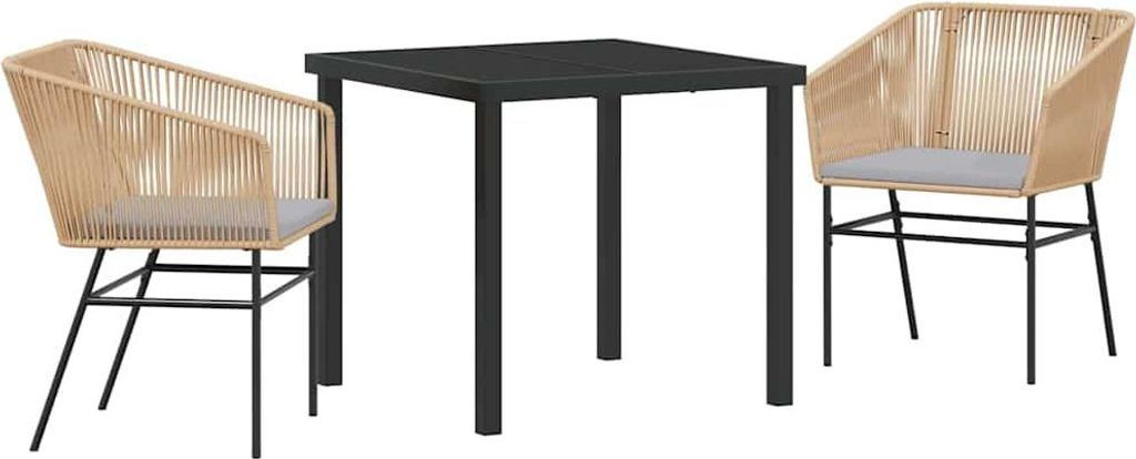 Garten Essgruppe 3 pcs Braun Poly Rattan