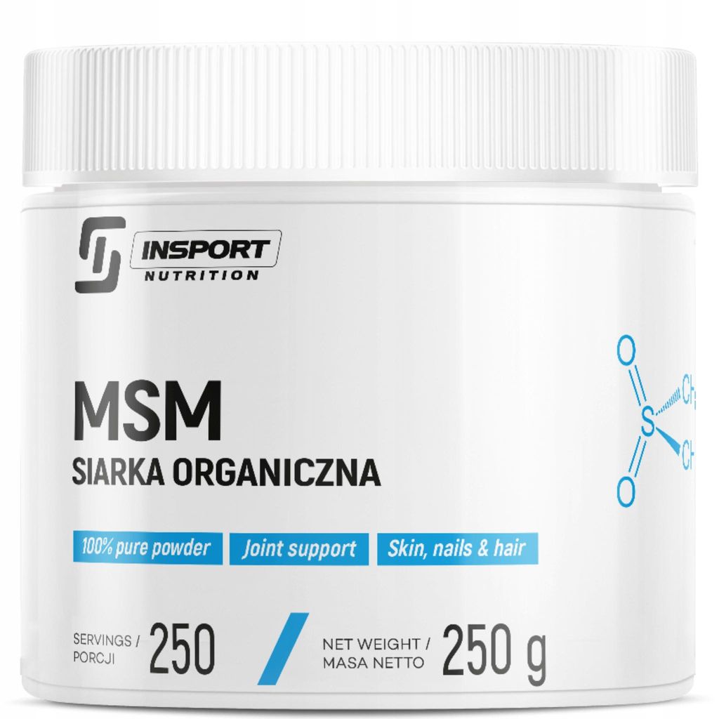 MSM Pulver 250 g | organischer Schwefel | hohe Dosierung 1000 mg pro Portion | Insport Nutrition