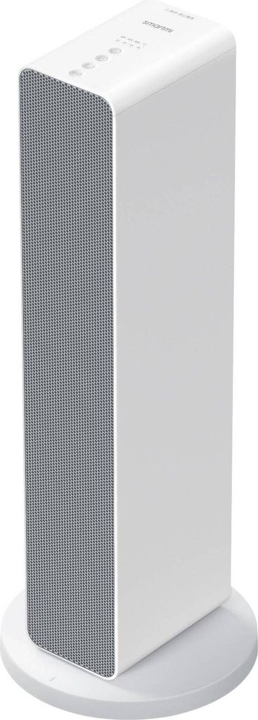 A white Xiaomi Smartmi Fan Heater is shown on a white circular base against a white background.