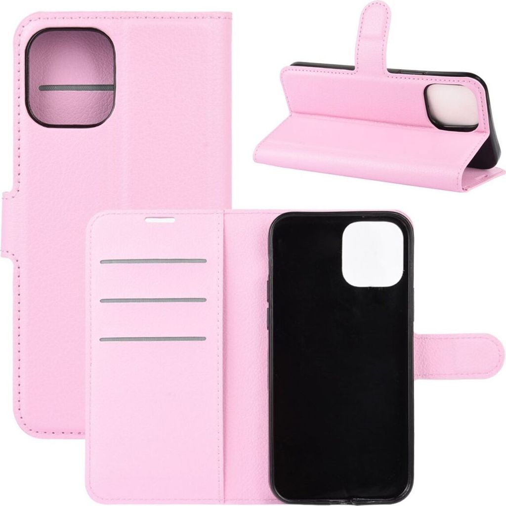 Schutzhülle für Apple iPhone 12 Mini Case Handy Hülle Cover Case Schutztasche Wallet, Farbe:Rosa