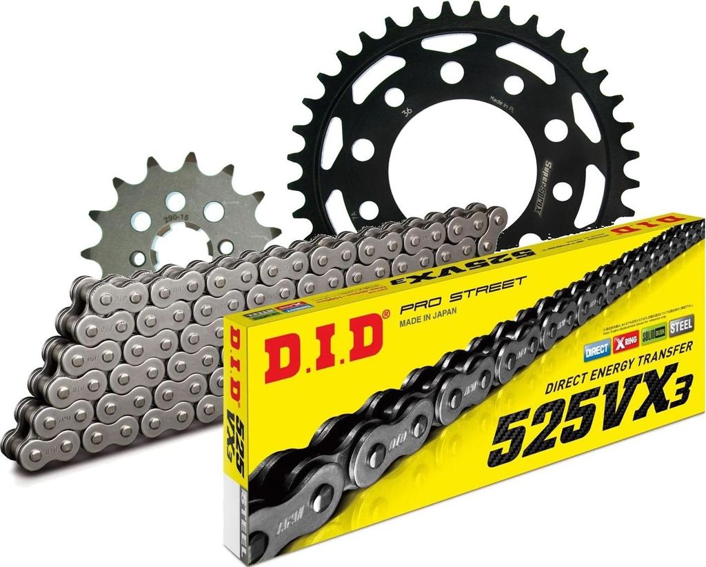 DID Kit Stahl Kompatibel mit Honda XBR500 (44PS) 85-86 15-36-106 DID525VX3 Niet