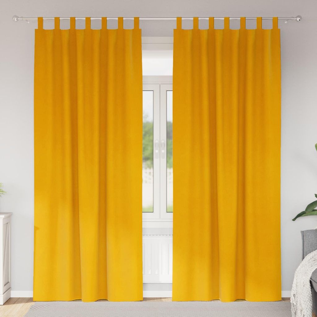 Verdunkelungsvorhänge 2 pcs Senfgelb 140 x 225 cm Samt