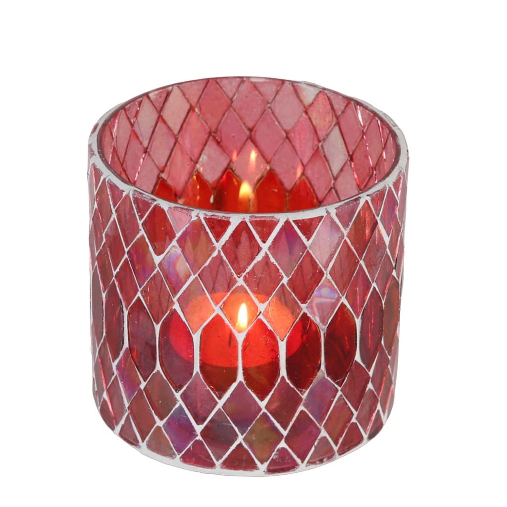 Marokkanisches Mosaik Windlicht Rayan Rot, Größe:M