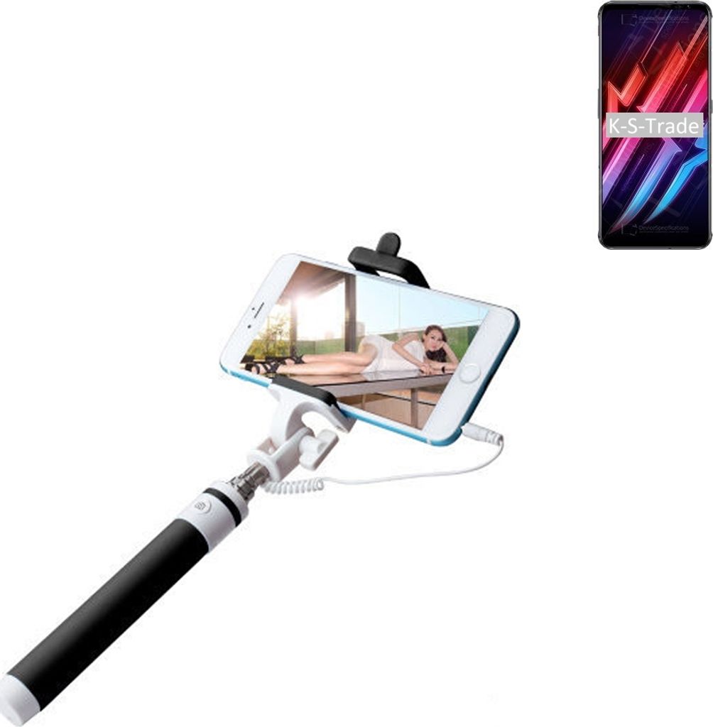 K-S-Trade Selfie Stick kompatibel mit nubia Red Magic 6 Pro Selfiestick kabelgebunden Monopod mit Kabel Stab Stange Selfportrait Handheldstick