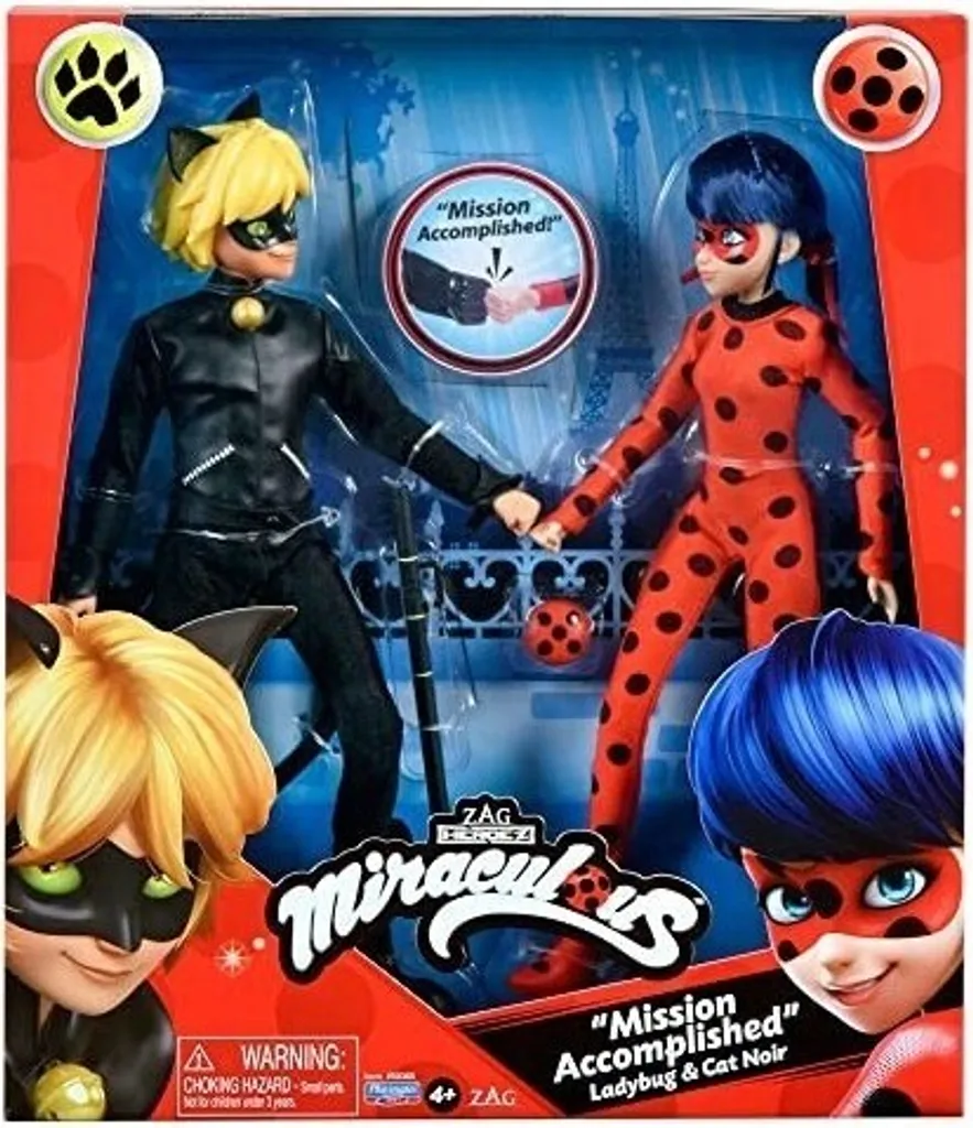 Set Miraculous Ladybug et Chat Noir 26cm : Figurines Solides et Mobiles