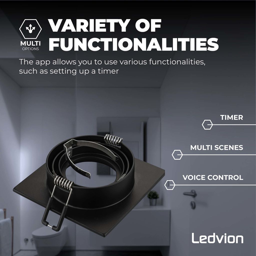 Ledvion 3x LED Einbauleuchten Quadrat – 5W, 2700K Warmweiß, IP67, GU10-Fassung, 1m Kabel, Für Terrasse & Garten