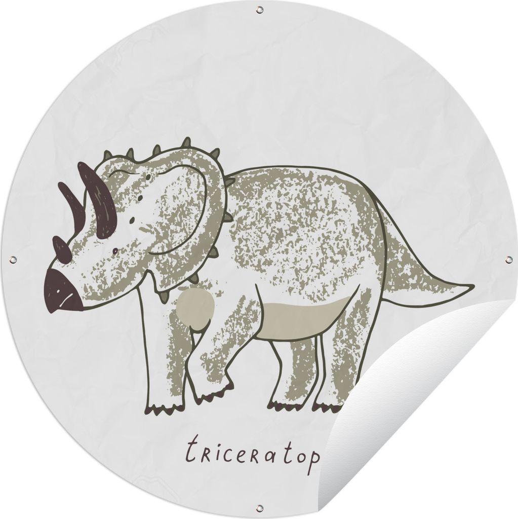 MuchoWow Gartenposter Outdoor-Poster Rund Kinderzimmer - Triceratops - Dinosaurier - Jungen - Mädchen - Kinder Ø 60 cm Gartendeko Rundes Poster...