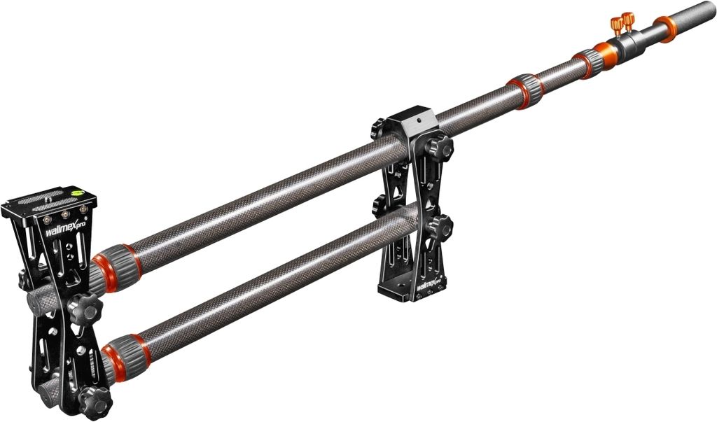 Walimex pro Carbon Kamera Jib Traveller 7.2 - 160 x 100 x 800 mm - ausziehbar 70-200 cm - mit 1/4“ Gewinden, Halbschalen Adapter, Tragetasche - s...