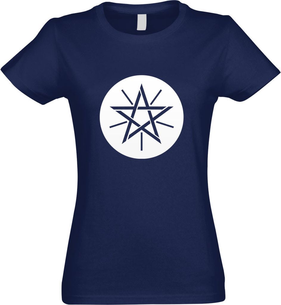 Kiwistar - T-Shirt tailliert - Damen - Navy - Äthiopien Wappen - mit Motiv Bedruckt - Funshirt Design - Sport - Freizeit - Damen - L