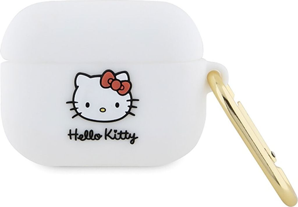 Hello Kitty HKAP3DKHSH Airpods Pro cover weiß Silicone 3D Kitty Head Schutzhülle