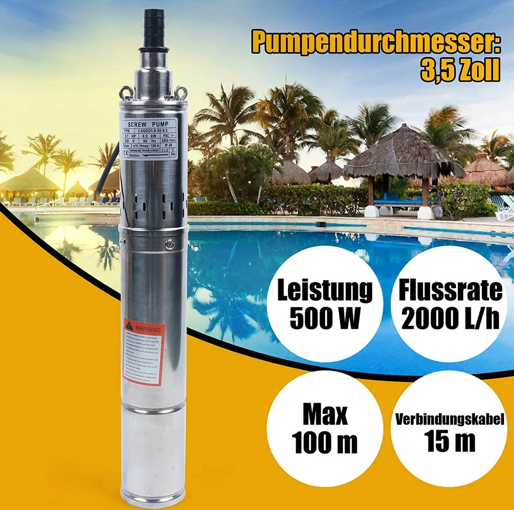 Pompe immergée pour arrosage automatique et alimentation puits 500W