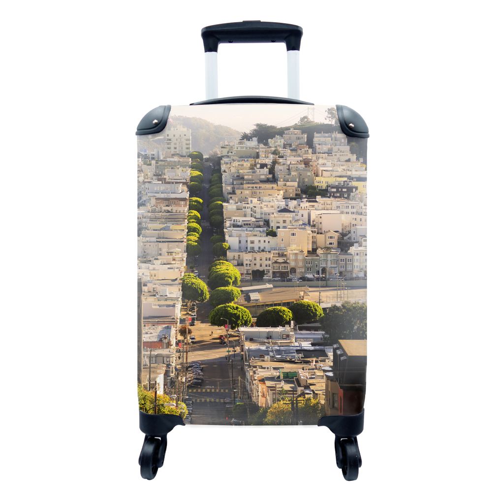 MuchoWow Koffer Handgepäck Trolley Rollkoffer Kleine Reisekoffer mit 4 Rollen - San Francisco - Stadt - Straße - Cabin Size < 55x40x23 cm & 55x...