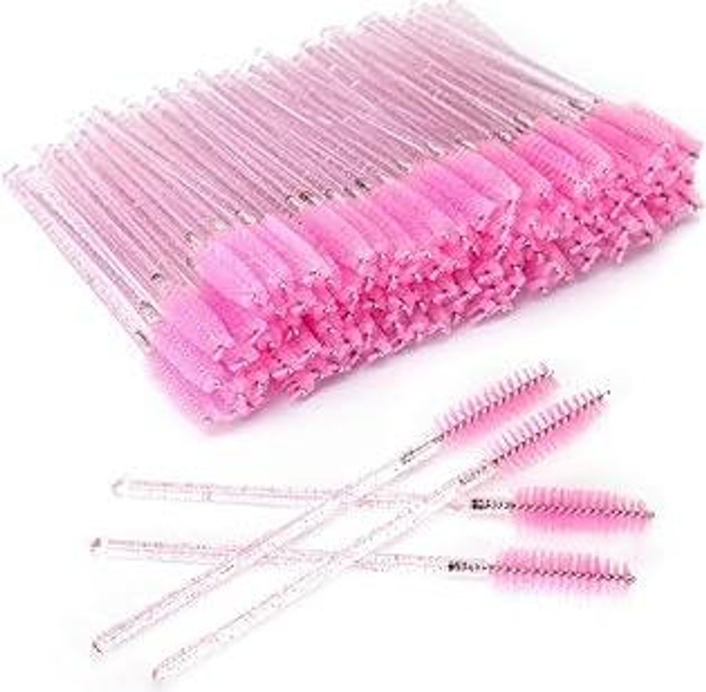 G2PLUS Einweg Wimpern Bürstchen, Rosa Mascara Bürstchen, 100 Stück Wimpernbürste für Wimpernverlängerung