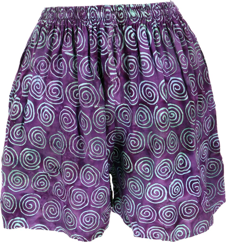 Kurze Boho Hose, Ethnostyle Shorts, Strandshorts - Lila, Damen, Violett, Viskose, Shorts, Leggings