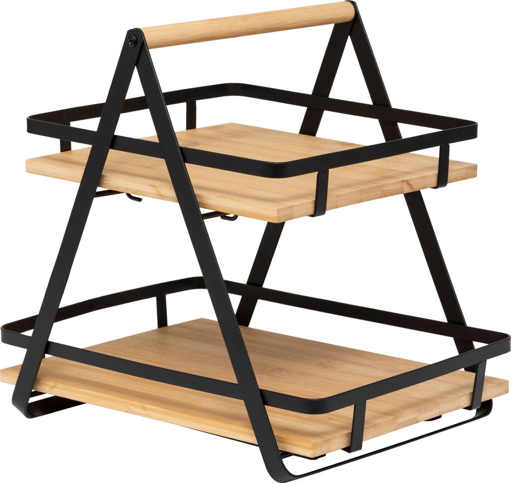 Regal "ordera" 2 ebenen mit henkel aus schwarzem bambus - 5 five simply smart