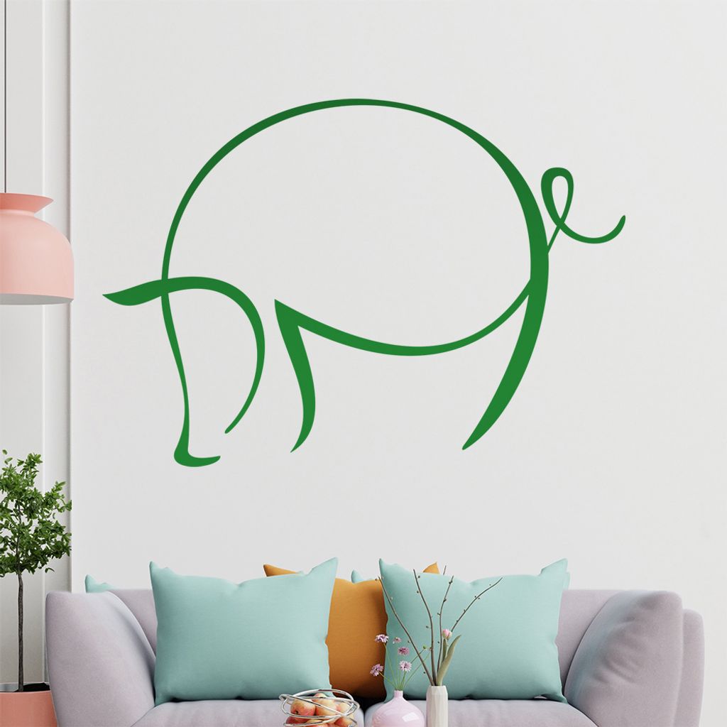Schwein Linien Wandtattoo in 6 Größen - Wandaufkleber Wall Sticker - Dekoration, Küche, Wohnzimmer, Schlafzimmer, Badezimmer