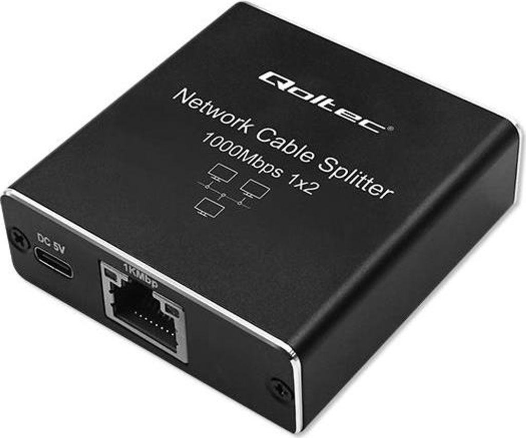 Qoltec Splitter mini SWITCH 1x2 port RJ45 1000Mbps Obrázok produktu 
