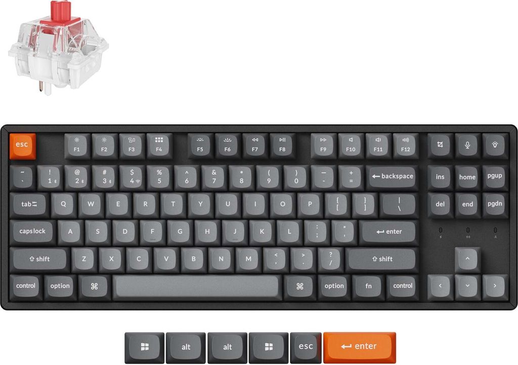 Keychron K8 Max QMK Kabelloss Mechanische Tastatur, Hot-Swap, QWERTY US Layout, RGB Backlight, Keychron Super Red - K8M-J1