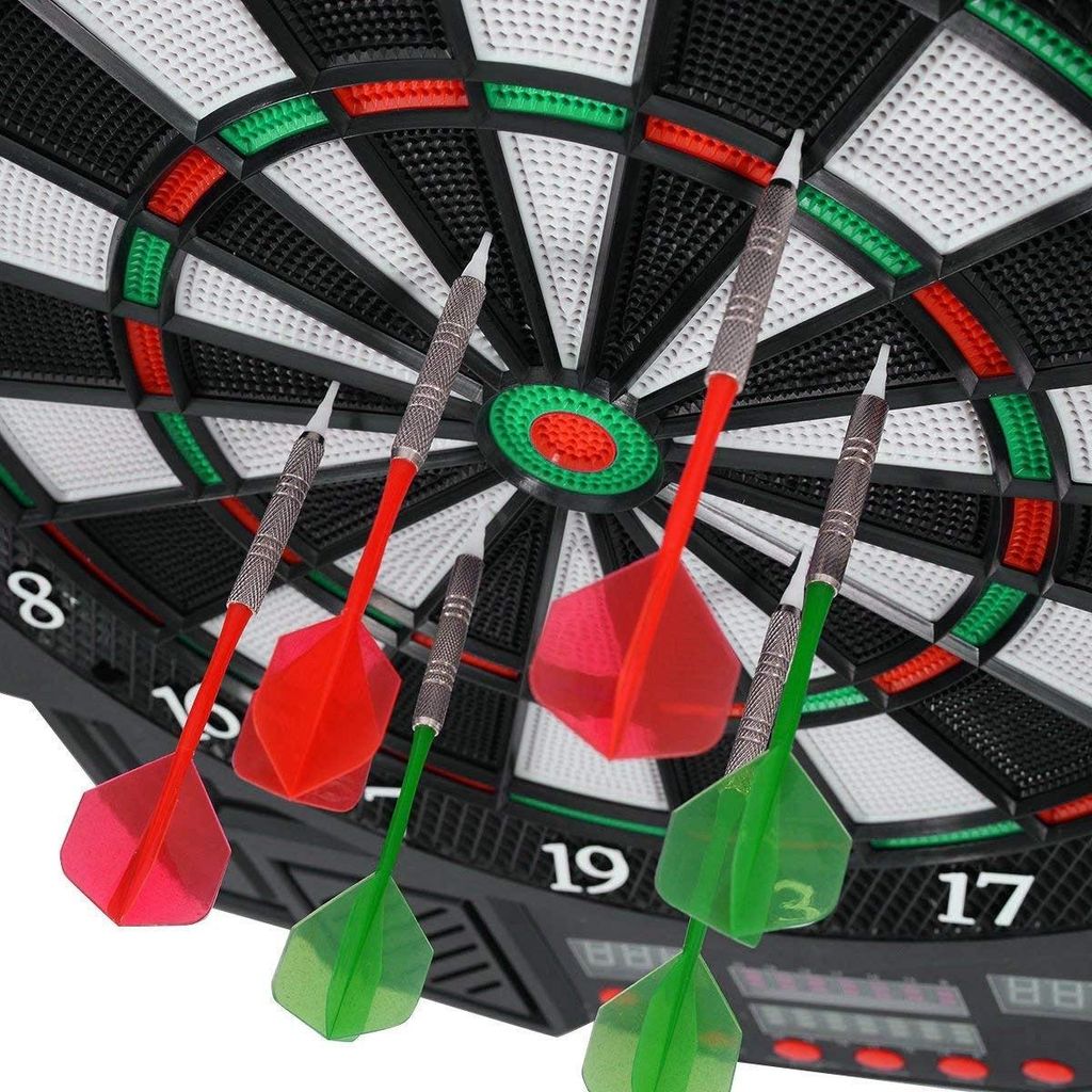Elektronische Dartscheibe mit LED-Anzeige, 12 Darts, 27 Spiele